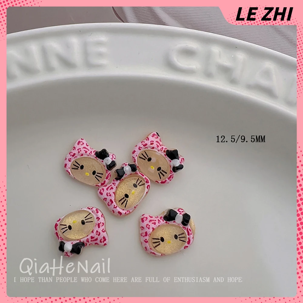 20 個メイラード漫画ハローキティカラフルな透明ネイルアートデコラかわいいちょう結びヒョウ柄ヘッドギアナイルパーティーステッカー