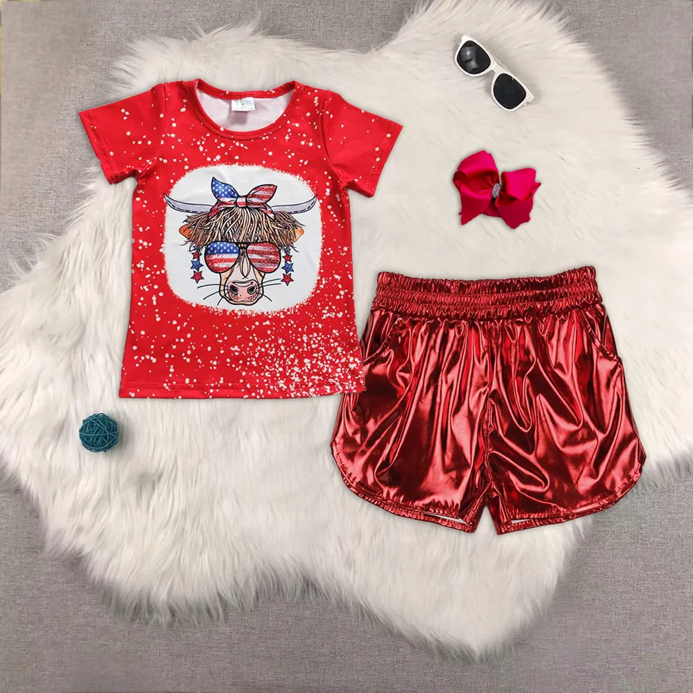 

Baby Girls' 4th of July Shirts Tops Cow Theme Clothing for Infants Toddler Kids' Outfits Summer Fashion Baby Girl's Cow Print