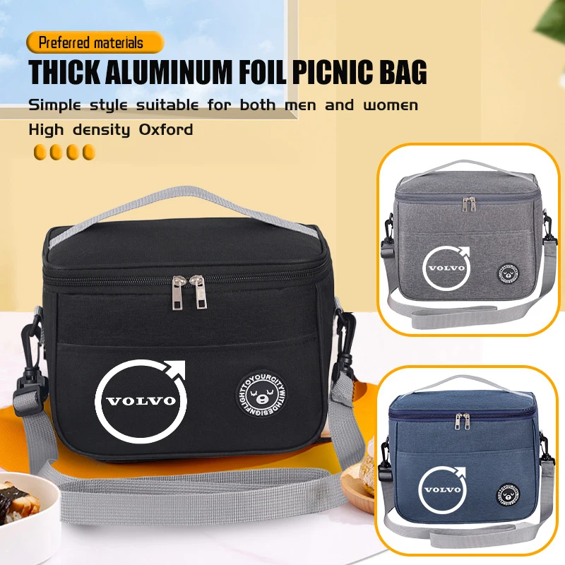 Bolsa de almuerzo con aislamiento portátil con logotipo de coche Volvo, caja Bento de almacenamiento térmico de alimentos de viaje XC90 XC60 C30 S60 C70 XC40 V40 XC70 V70