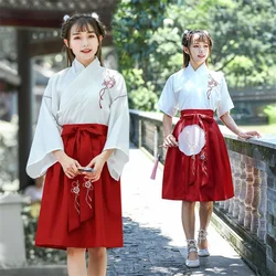 Japanese Dress Women Long Kimono Cardigan Girls Skirt Top Floral Embroidered Full Sleeve Ancient Oriental Cosplay Cardigan New