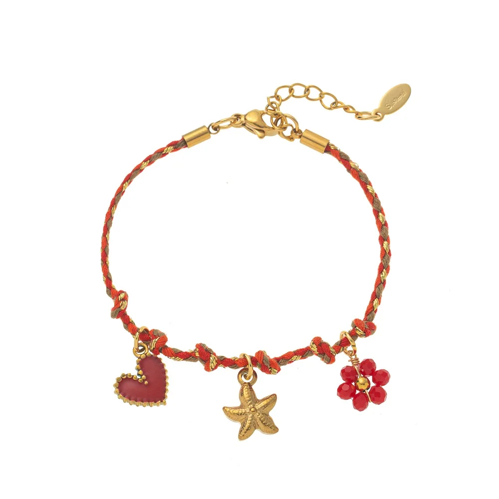 

Braided Rope Bracelet Featuring Three Fun Charms, Adjustable fit, great for daily wear or gifting