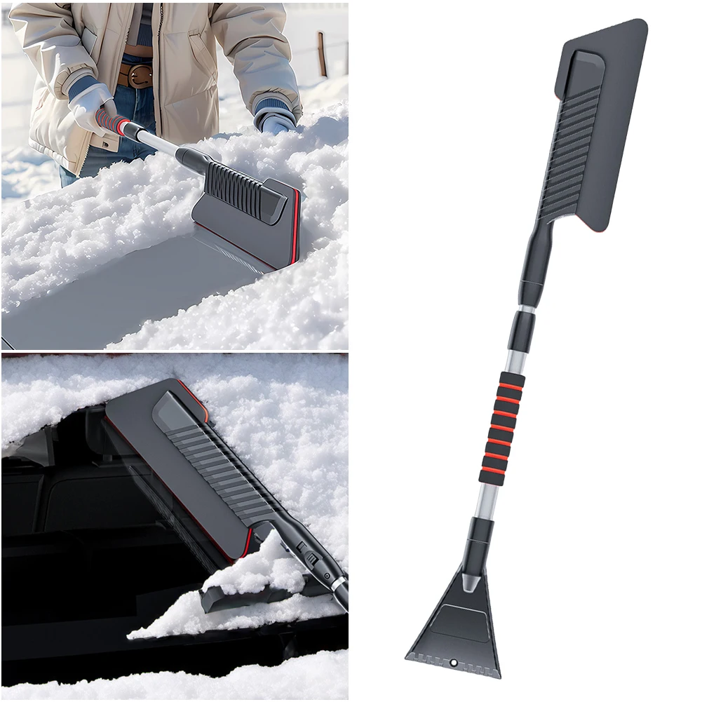 3 In 1 Car Snow Shovel with Foam Handle Windshield Snow Remover Universal Retractable Snow Remover for Car Vehicle Snowmobiles