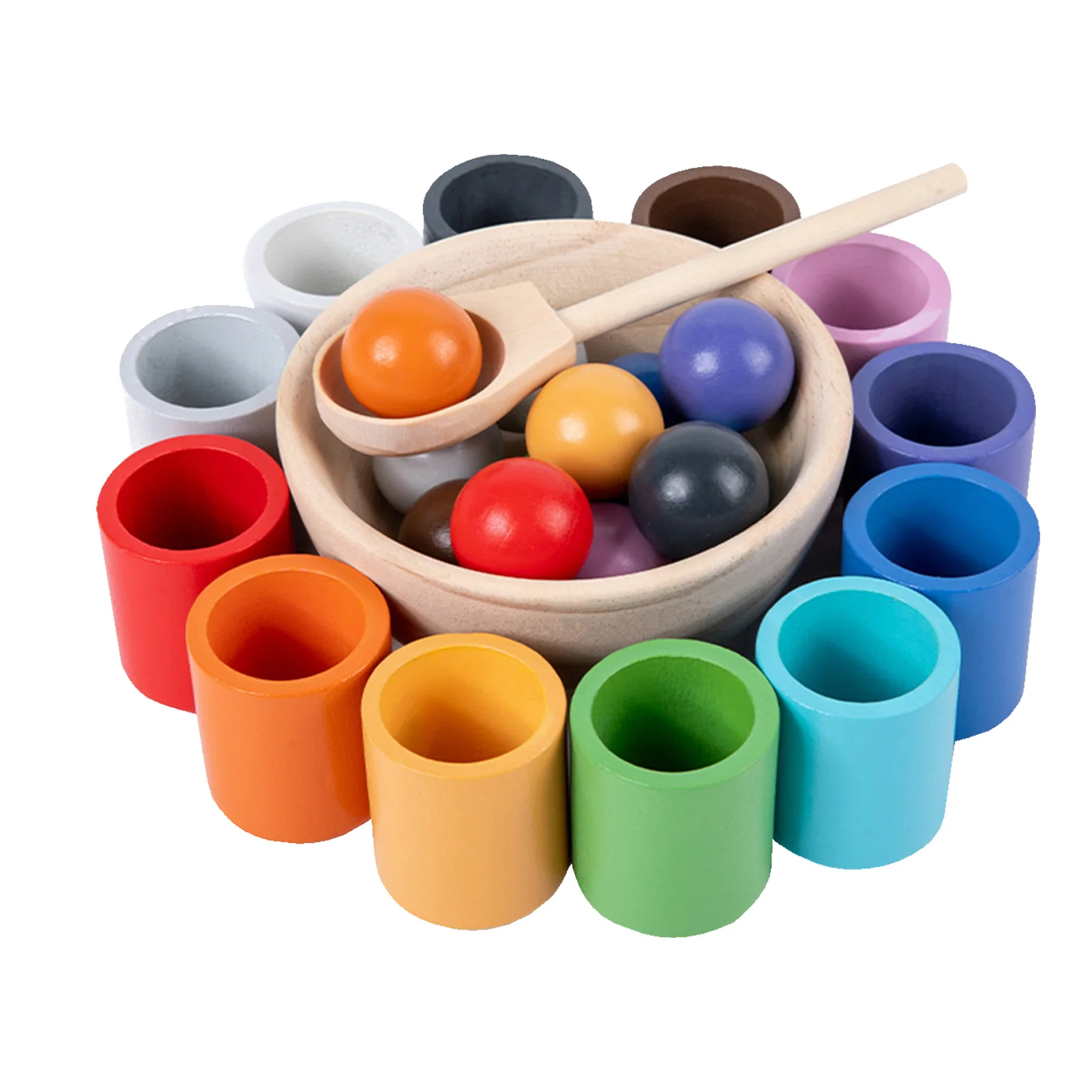 Dziecko Montessori drewniane zabawki Rainbow Ball i kubki kolor sortowanie gry Fine Motor wczesna edukacja zabawki edukacyjne prezenty dla dzieci