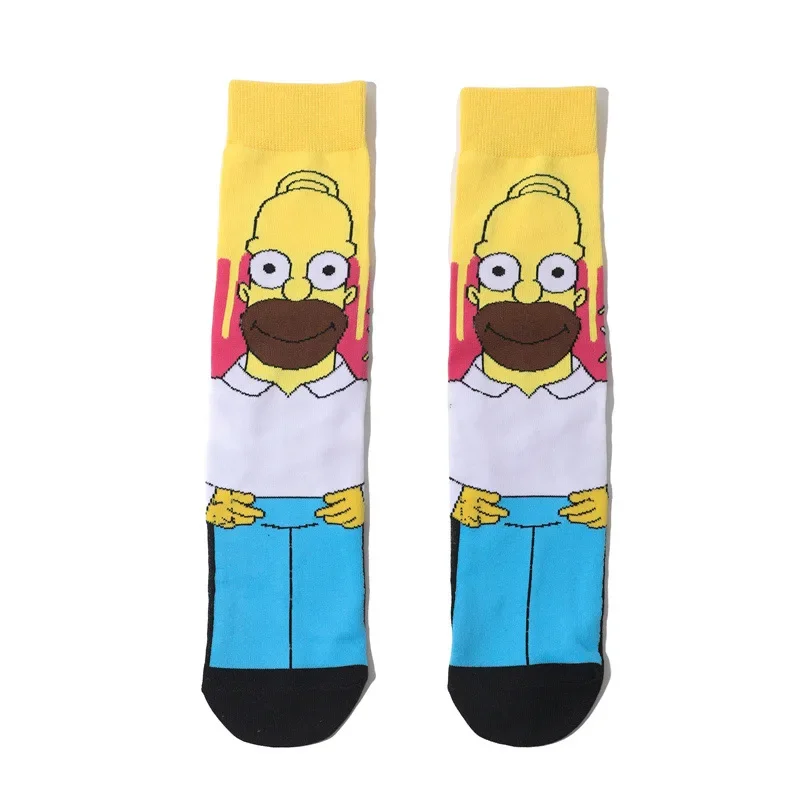 Disney Simpsons Cotton Socks Homer Bart Funny Anime Figures Sports Breathable Stocking Winter Warmth Women\'s Men\'s Kids Cosplay
