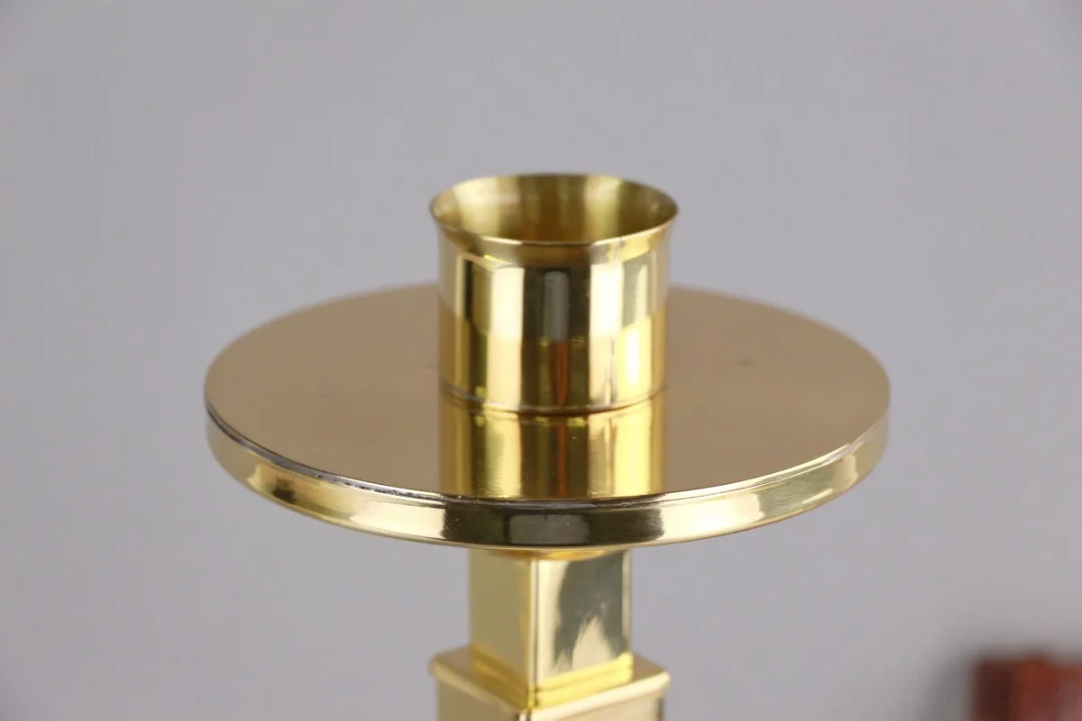 Church Supply Candle Holders Square Base Candlestick Brass High Polished 16 Inch Religious Activities Or Home Decoration