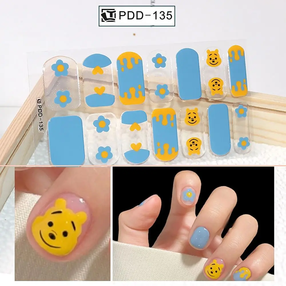 INS-pegatinas de Gel para uñas, 14 tiras de moda, parche floral semicurado para uñas, cobertura completa, pegatinas para decoración de uñas DIY