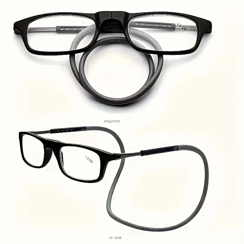 1 قطعة المحمولة خفيفة للغاية المغناطيس معلقة الرقبة نظارات للقراءة ، الرجال النساء مكافحة الضوء الأزرق إطار كامل نظارات + 100 إلى + 400 #4