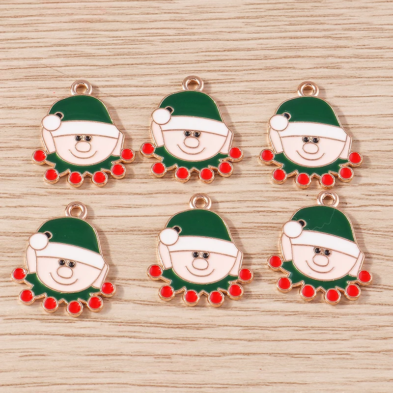 10pcs Cartoon Enamel Christmas Santa Claus Charms Pendants for Jewelry Making Necklaces Earrings Bracelet DIY Crafts Accessories