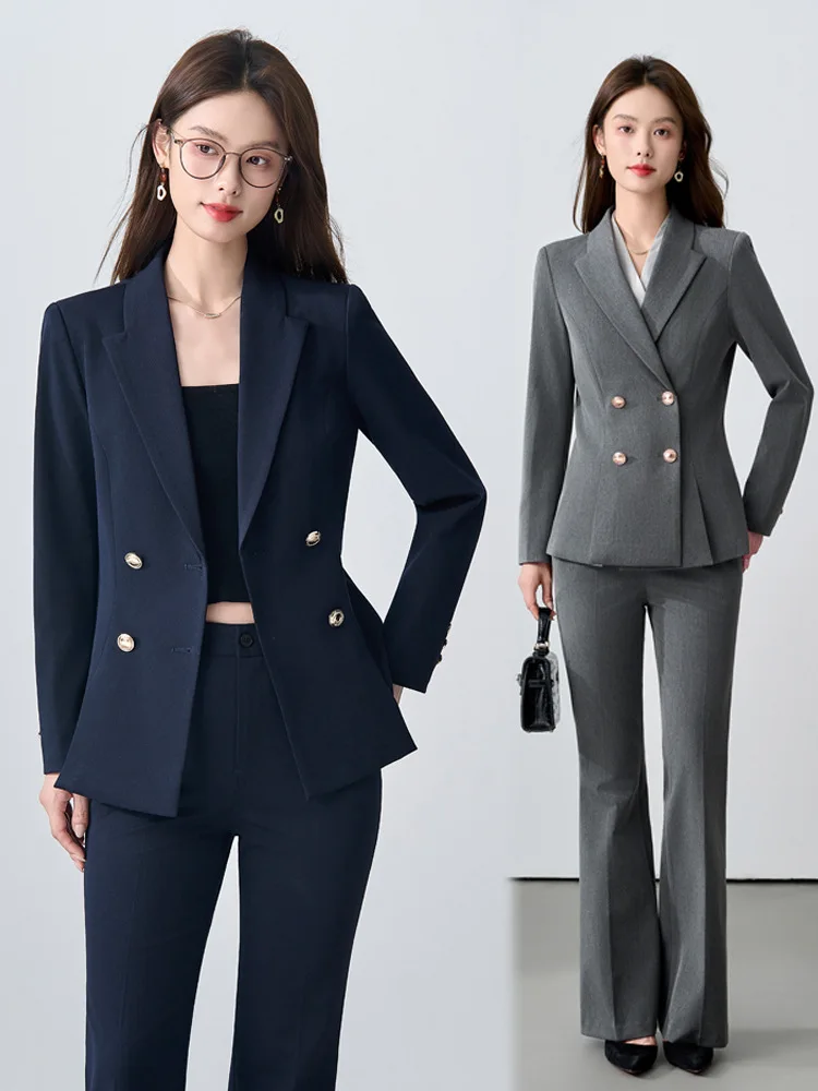 Traje profesional para mujer para otoño e invierno, estilo grueso, look elegante de diosa, blazer profesional informal, chaqueta de trabajo.