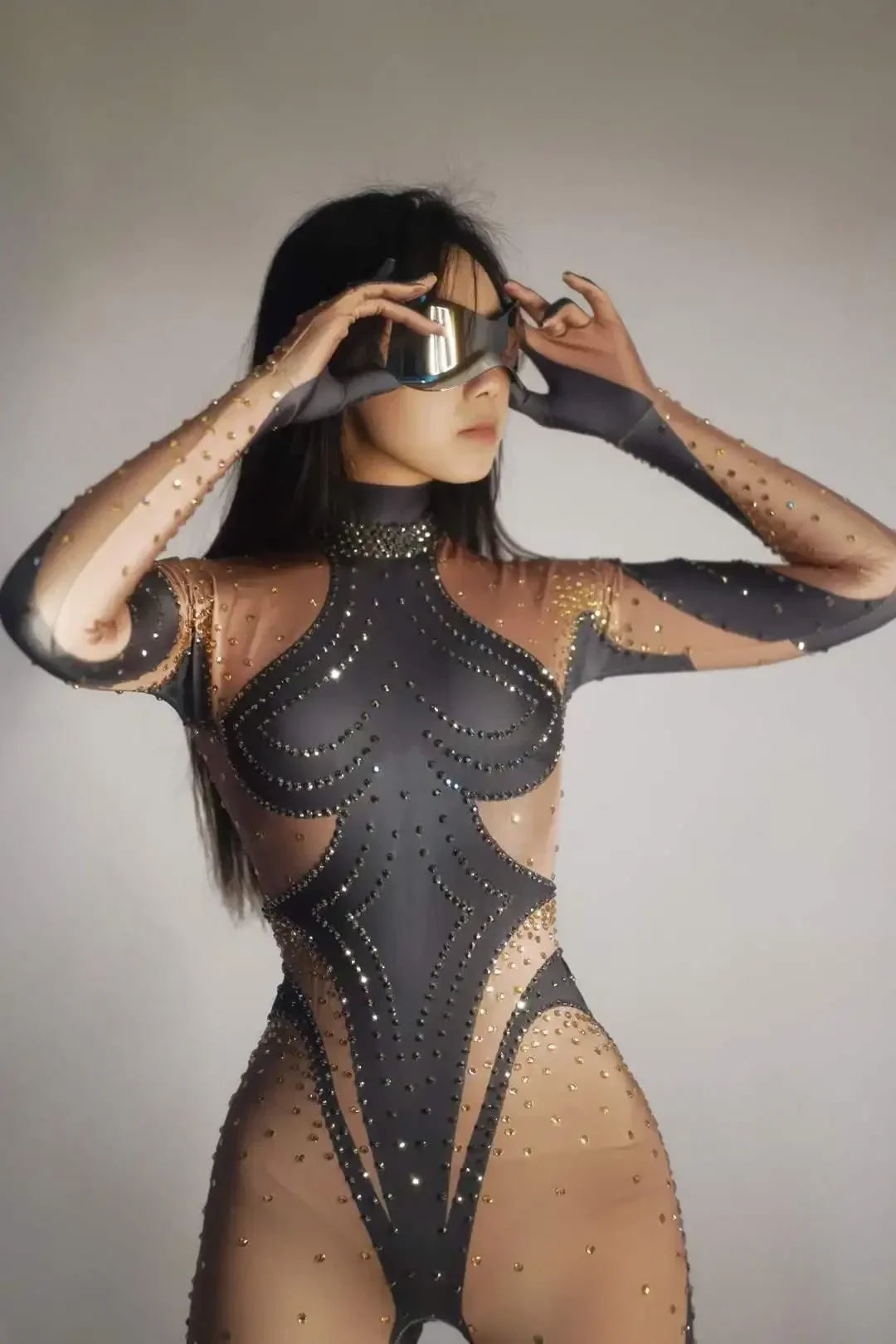 

Sparkly Rhinestone Jumpsuits For Women Party Birthday Stage Performance Wear Dance Drag Queen Costume Carnival Rave Festival