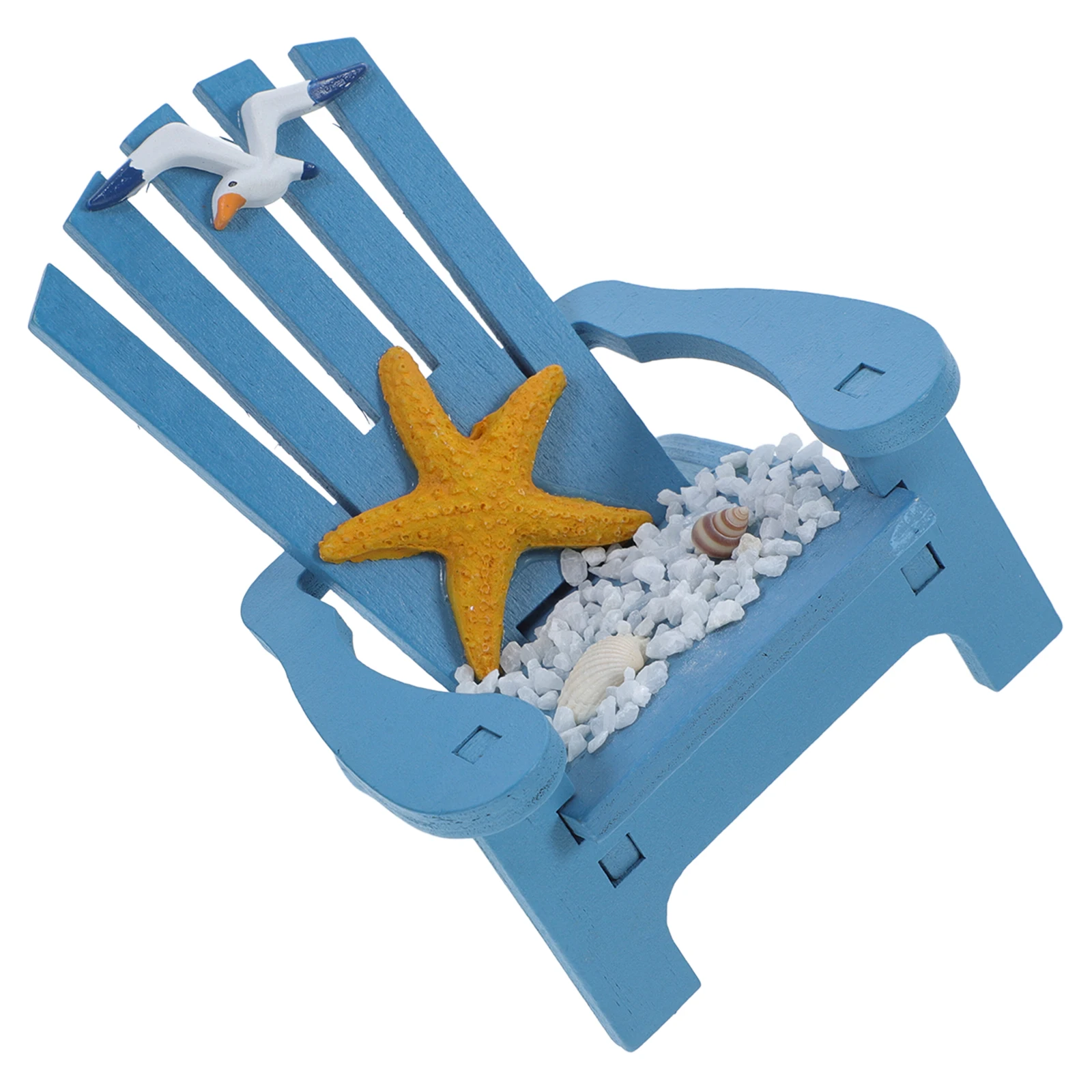 ミニチュアビーチ小さな木製椅子、マイクロランドスケープ、航海家風の家の装飾用、ミニデッキチェア、ミニチュアチェア用