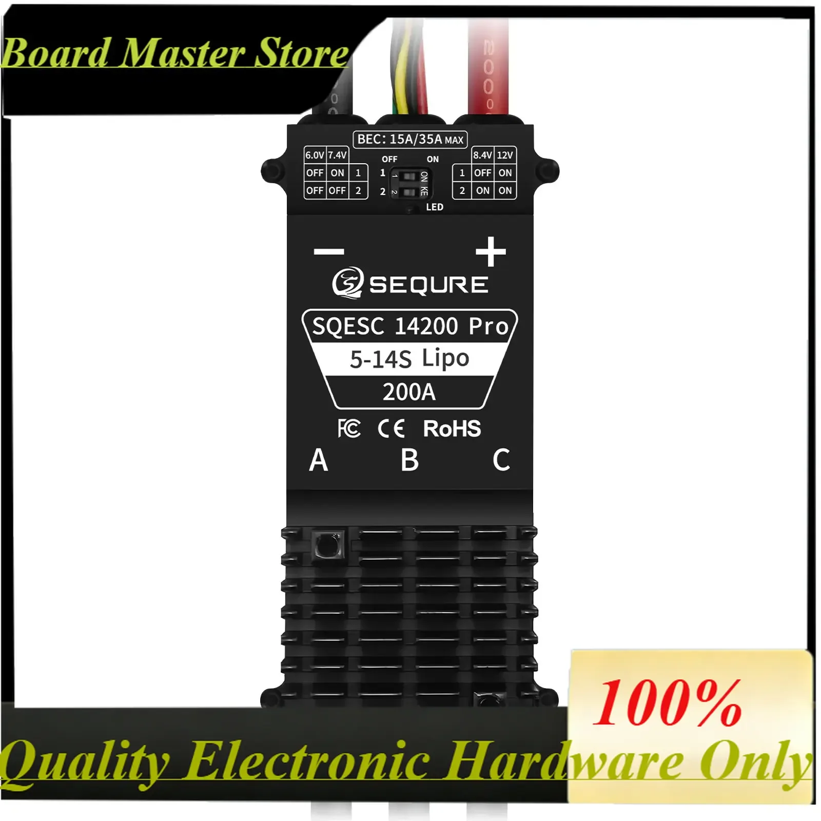 BoMaSSEQURE 14200 Pro 5-14S Brushless ESC With BEC From 6V,7.4V,8.4V,12V For Multi Rotor Drones, Off-road Model Vehicles, Model