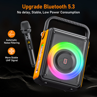 FanFun S65 Portable Bluetooth Karaoke Speaker with 2 Wireless Microphone Bass and Treble for Party/ Meeting 6000Mah Battery