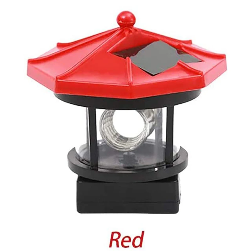 Solar Lawn Light Solar Led Rotating Lighthouse Outdoor Waterproof Garden Courtyard Decoration (Red)-AA26