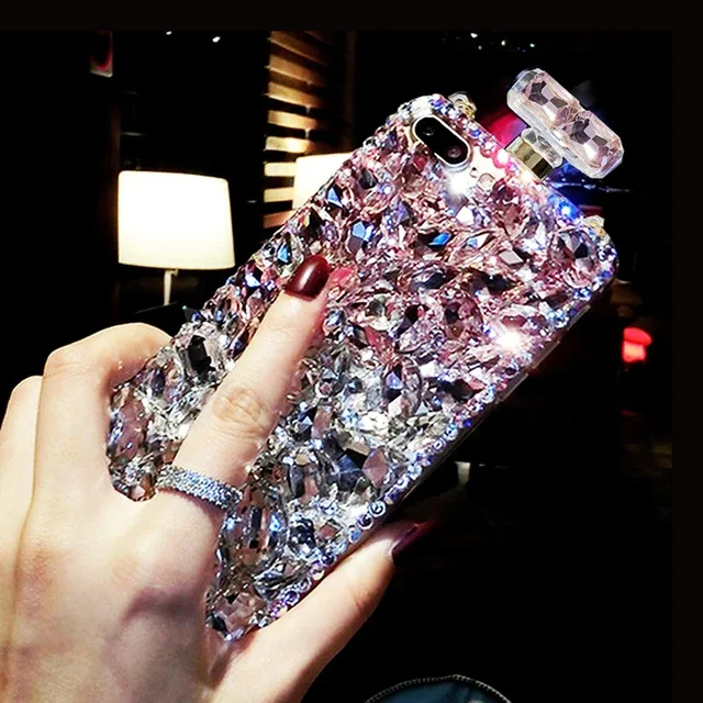 ラインストーンの香水瓶のケース,iPhone用の豪華なクリスタルケース,14