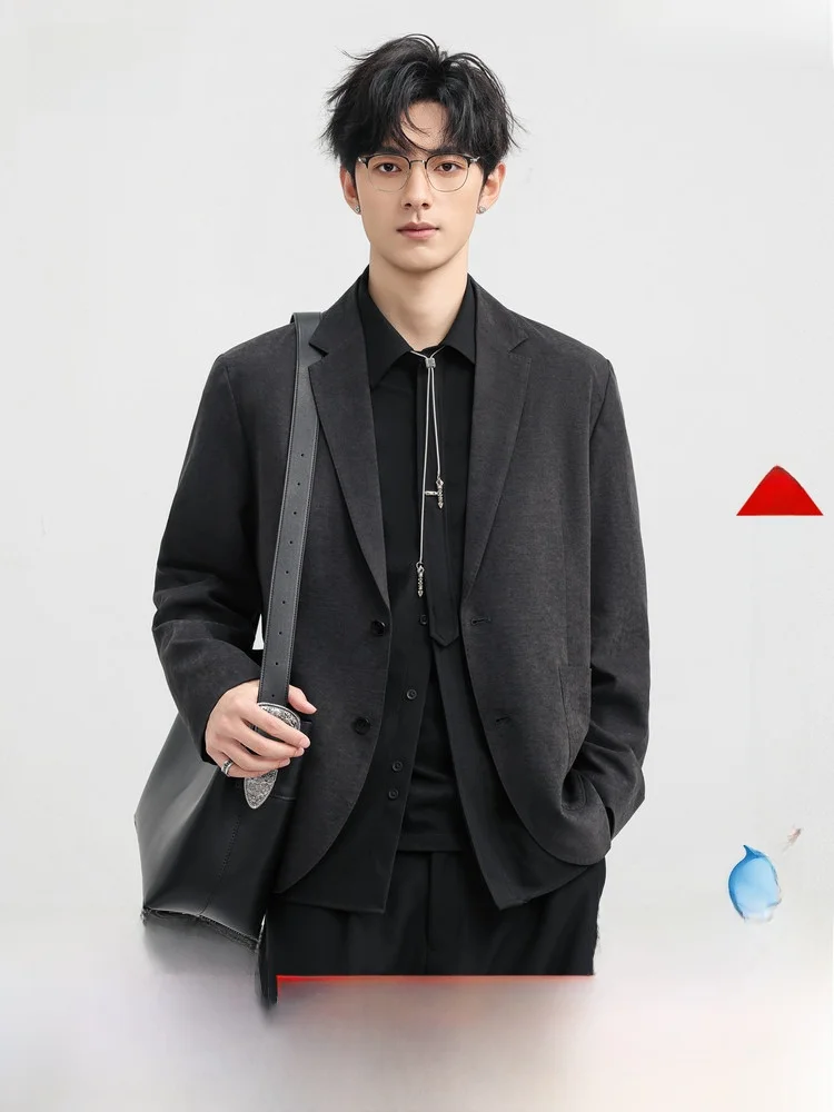 

Snow Flng 2026 Autumn Men's Casual Jaet Suit Sle Busin Versatile Polyester Fiber Long Sve Stand Fit Faionable