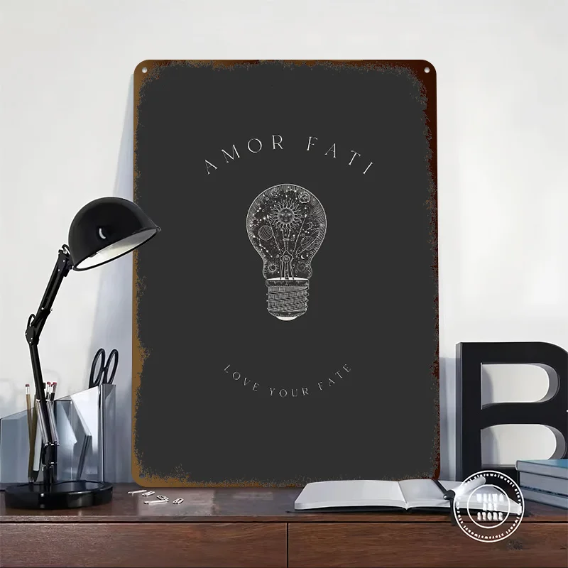 Marcus Aurelius Amor Fati Metal Poster Perfect Gift for Fans Lovers Personalized Wall Art Metal Sign for Room Ornaments Decor
