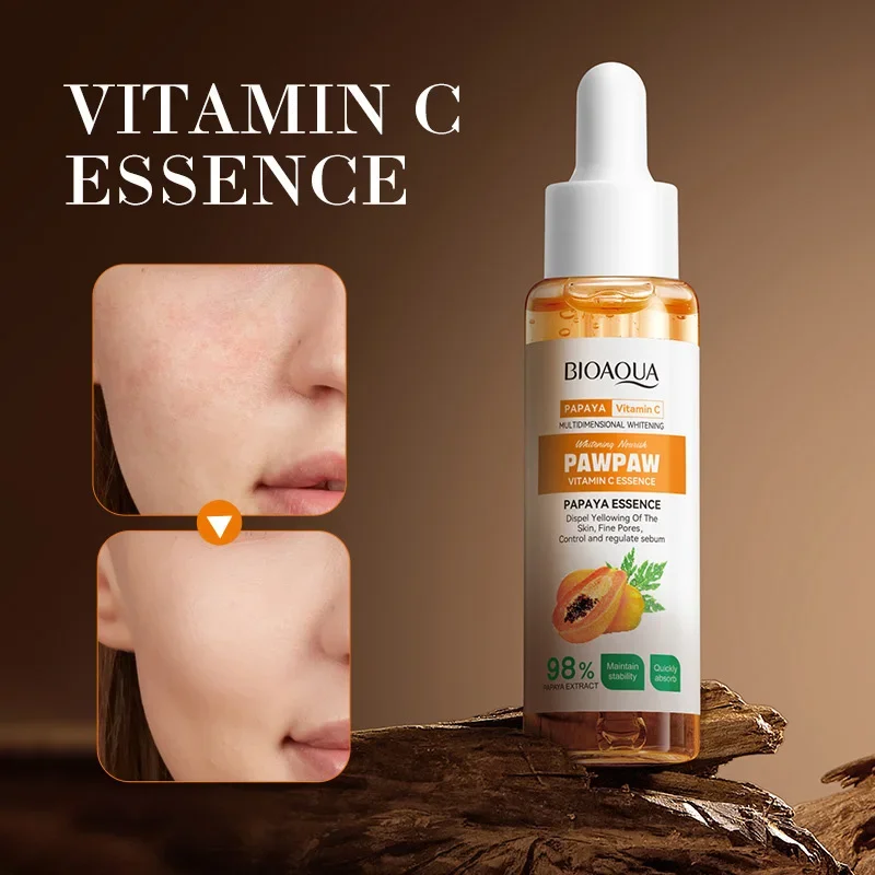 BIOAOUA Papaya Vitamin C Serum Anti-Oxidation Moisturizing Nourishing Brightening Whitening Skin Facial Essence Skin Care