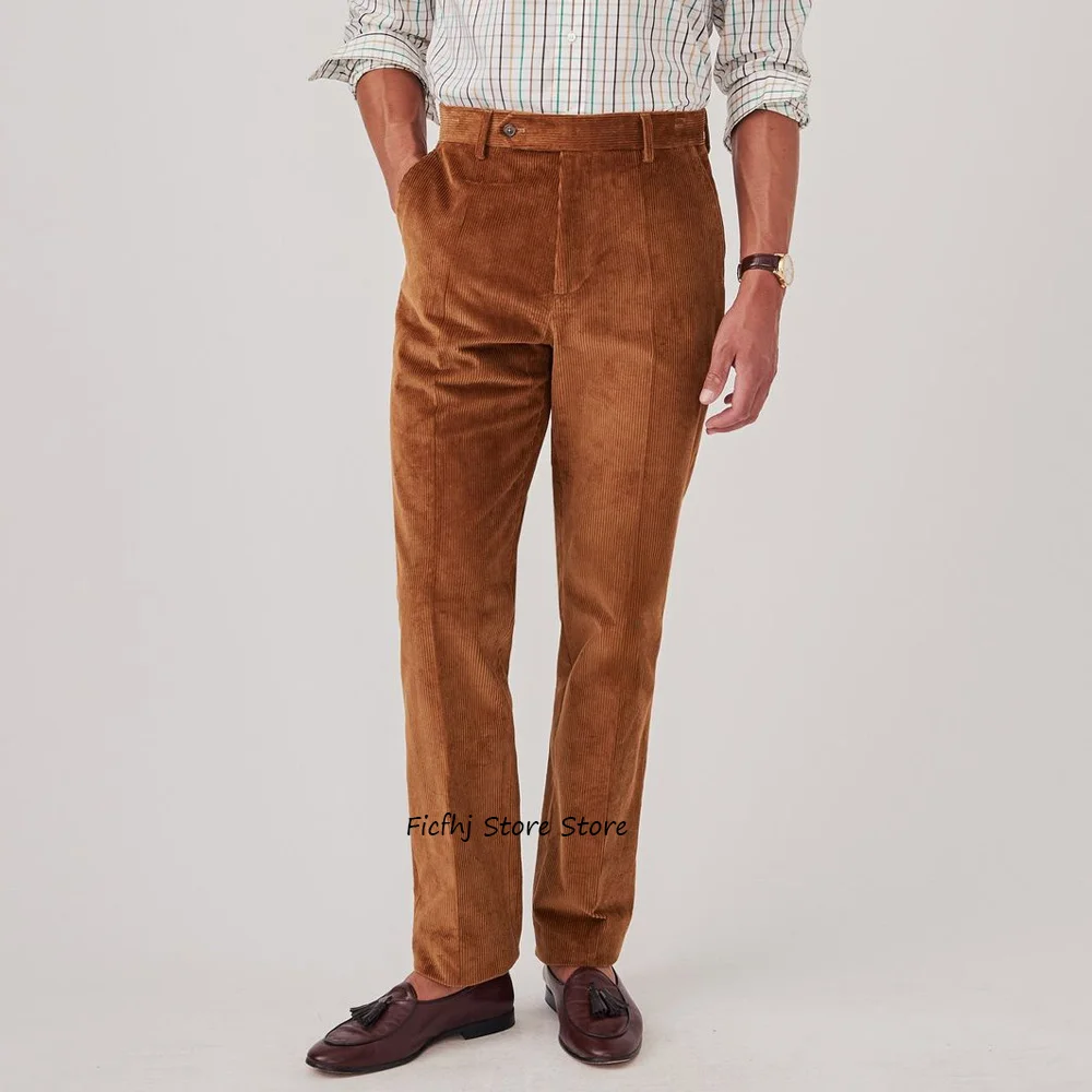

Corduroy Fabric Trouser for Man Trousers Straight Leg Men's Tailoring Pants Slim Fit Business Casual Work Classic Clothing