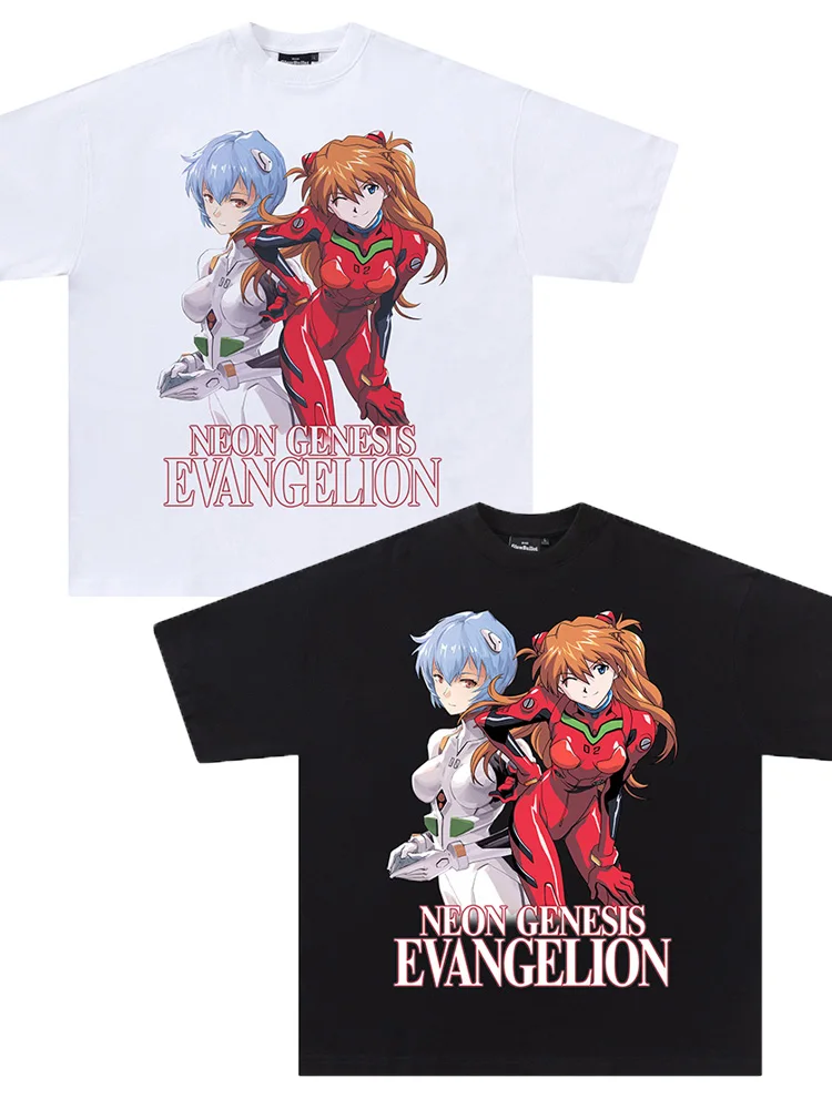 EVA Aya Polly Asuka Anime Gedrukt T-shirt Vintage Hip Hop Losse Korte Mouw Mannelijke Ademend Y2K