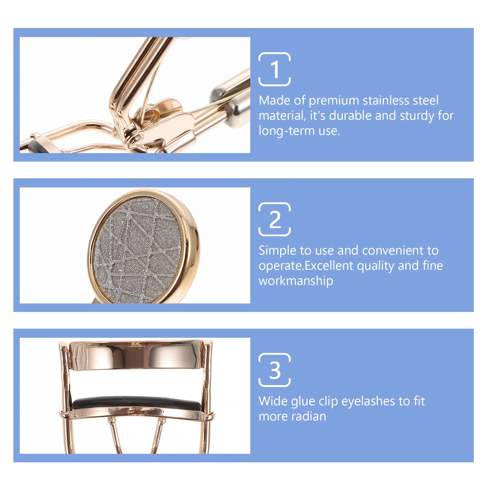 

Eyelash Curler Glitter Stainless Steel Non-Slip Grip Professional Eyelash Makeup Tool Curling Instrument For