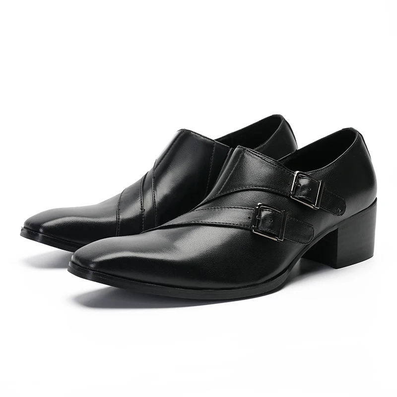 

Summer Italiano Shoes For Men Causal Business Daily Dress Oxford Genuine Leather Double Buckle Zapatos Elegant Men's Black Shoes