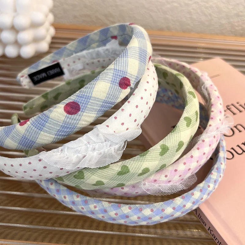 Korean Version New Trend Stripe Polka Dot Love Hair Hoop Campus Party Creative Headband Girl Elegant Fashion Hair Accessories