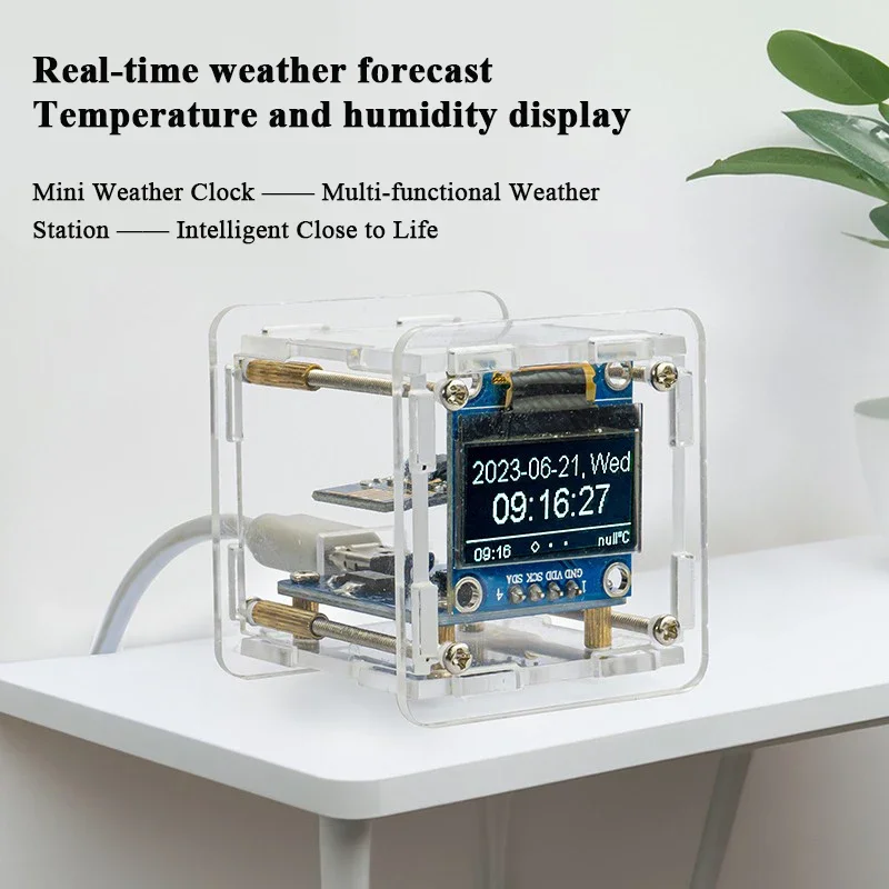 ESP8266 Weather Clock DIY Kit WIFI Module Internet of Things Time Temperature and Humidity Display Soldering Practice Loose Part