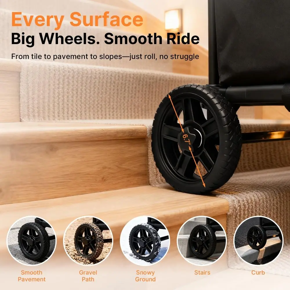 Zusammenklappbarer Einkaufswagen mit doppeltem Funktionsfunktion und wasserdichter Tasche von 57 lb, 330 Pfund Tragkraft, Treppensteigerräder für Lebensmittel, Wäsche und Bewegungen