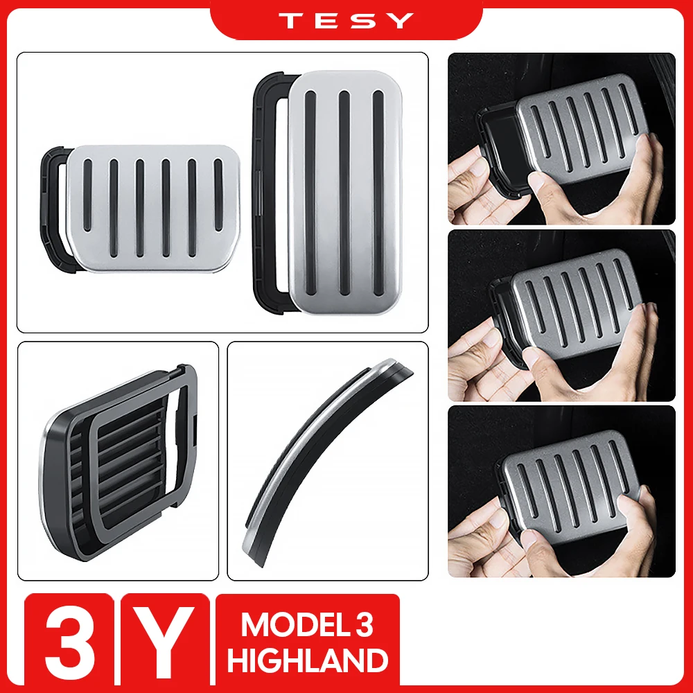 For Tesla Model Y 3 Highland 2020-2024 Accelerator Brake Pedal Anti Slip Foot Rest Cover