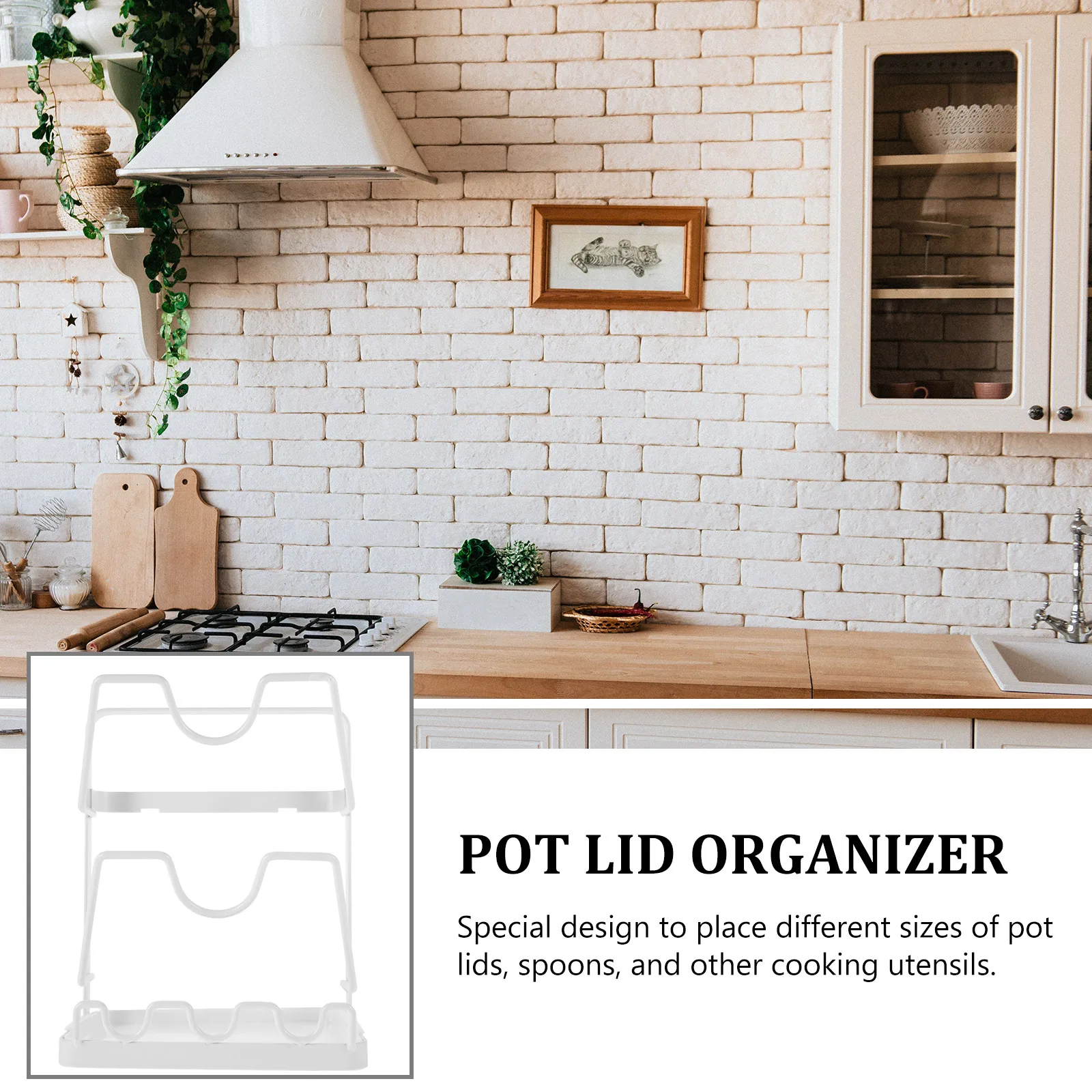 

Double Layer Pot Lid Organizer Rack For Cabinet Stand Cutlery Chopping Board Holder Under Cabinet Space Saving Kitchen Storage