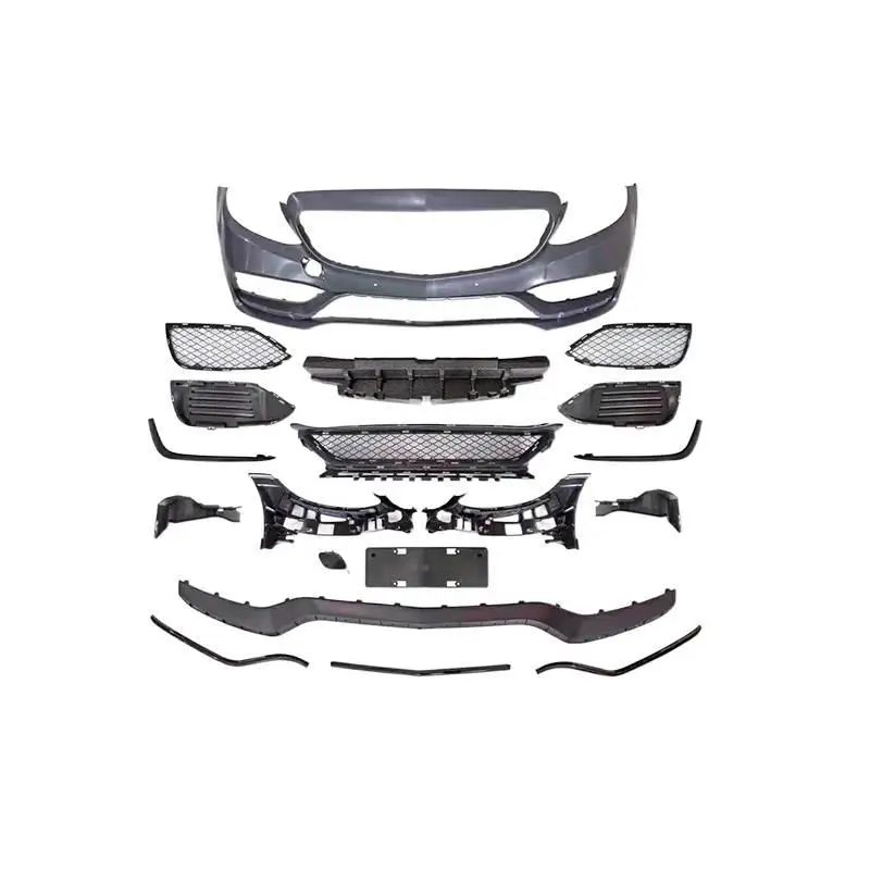 

15-18 Car Bumper for C Class W205 Reftted for C63 Style Body Kit Front Rear Bumper Exhaust Pipe