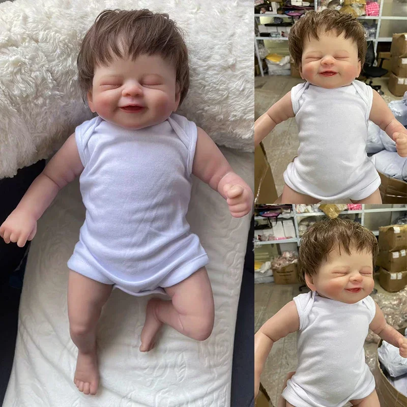 

48CM Alisha Doll Reborn Smile Sleeping Newborn Baby Lifelike Soft Touch 3D Skin Visible Venis Rooted Hair Toys for Children