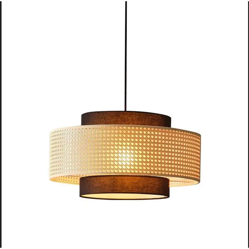 

Wabi-sabi rattan Vintage handmade chandelier restaurant bar hot pot dining room decor led lights lamparas nordic ceiling lights