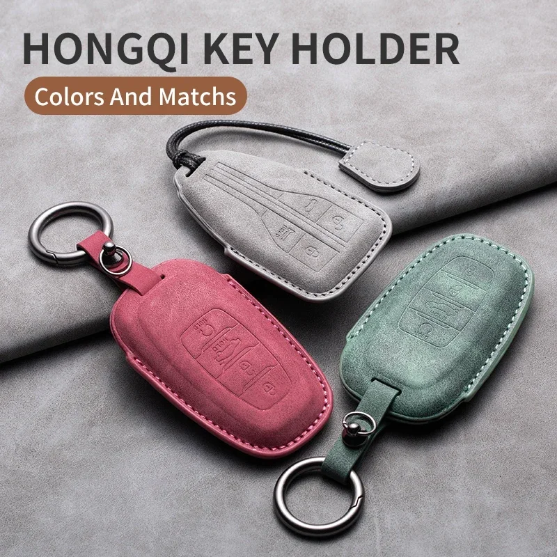 

New Sheepskin For FAW Car Key Case Cover Protector Shell Hongqi H9 H7 H5 HS5 HS7 HS5 H7 H5 HS7 Smart Remote Keychain Accessories