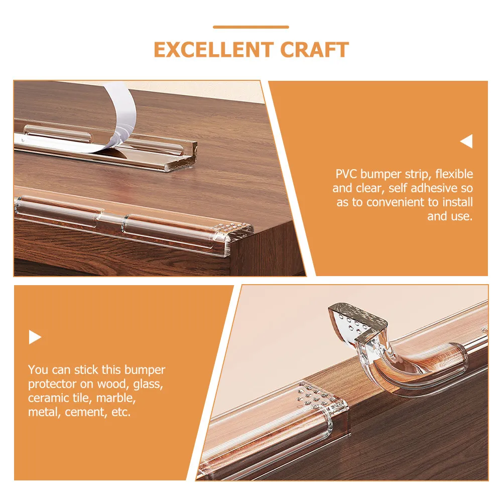 

Clear PVC Self Adhesive Bumper Strip 2M for Furniture Corner Protectors Wall Edge Guards Child Proof Safety Padding Table Corner