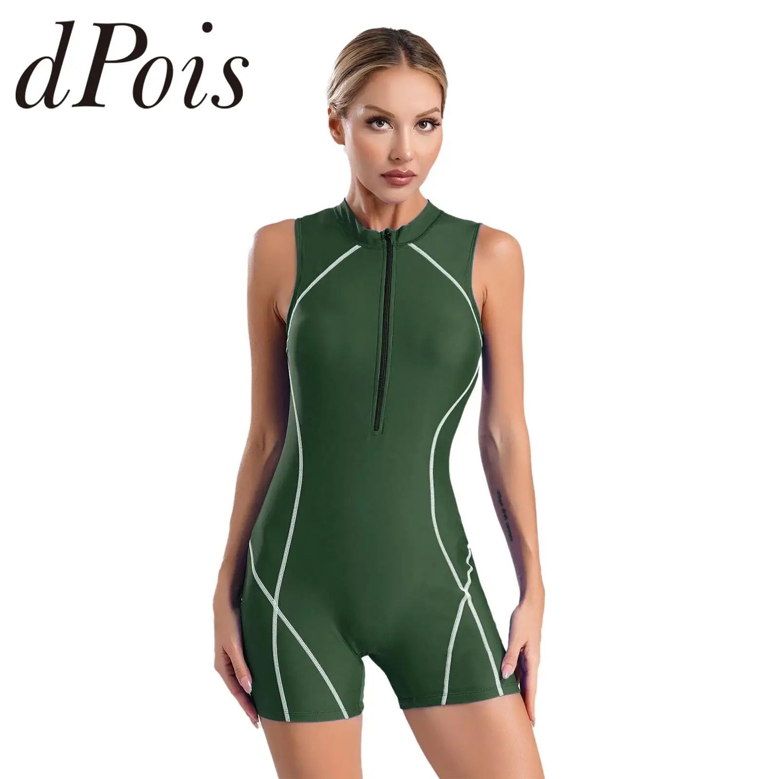 

Women UPF 50+ Swimwear One Piece Beach Wear Sleeveless Zipper Rash Guard for Surfing Swimming Bathing Suit Athletic Swimsuit