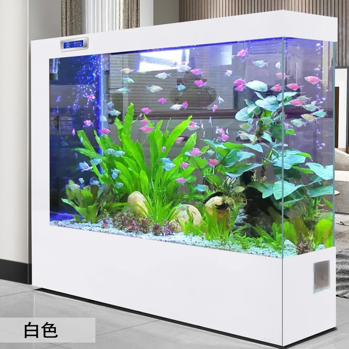 Super White Square Glass Fish Globe Living Room Floor Screen Partition Ecological Aquarium