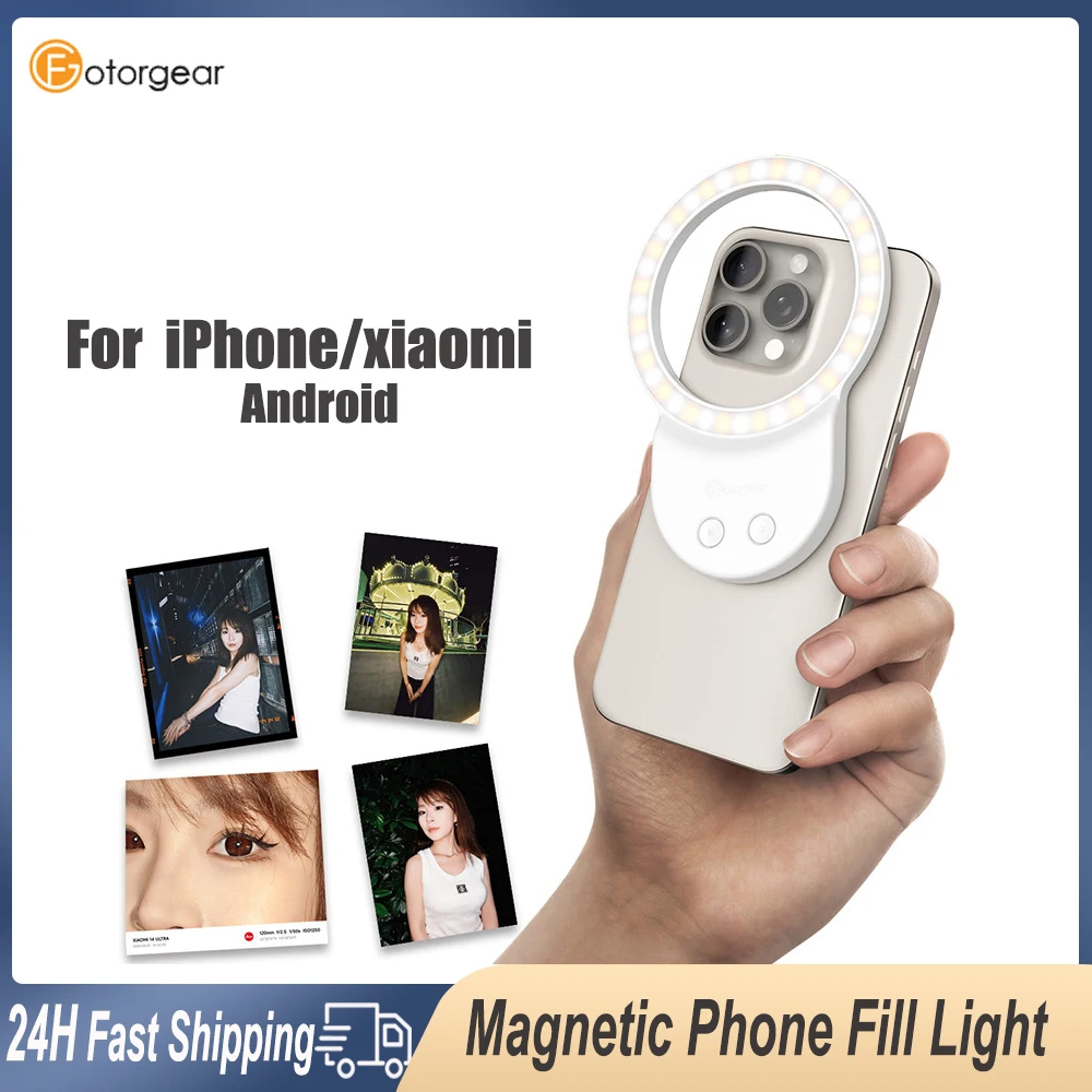 Fotorgear Magnetic Fill Light For MagSafe iPhone 15 14 13 12 promax xiaomi 14Ultra Pocket Selfie LED Video Light Phone Vlog Live