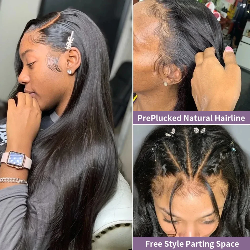 40 46 بوصة 360 شعر مستعار دانتيل كامل بدون صمغ الباروكات 100% شعر طبيعي مفرود 13X6 Hd شعر مستعار أمامي من الدانتيل الفيتنامية جاهزة للارتداء