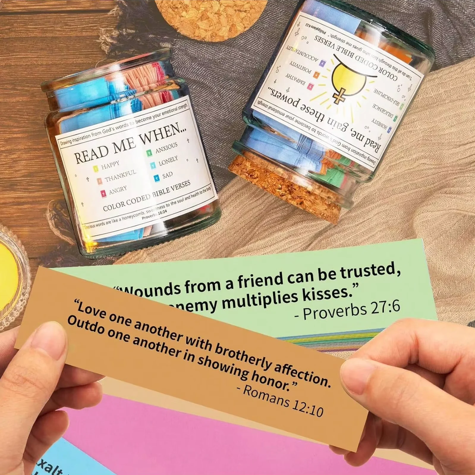 Bible Verse Jar German Spanish English Scripture Prayer Hope Decor Positive Thinking Emotional Support Scripture Storage Gift