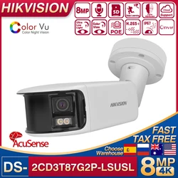 HIKVision 4K 8MP POE AcuSense IP Camera DS-2CD3T87G2P-LSUSL ColorVu Panoramic Strobe Light & Audio Alarm Bullet Network Camera