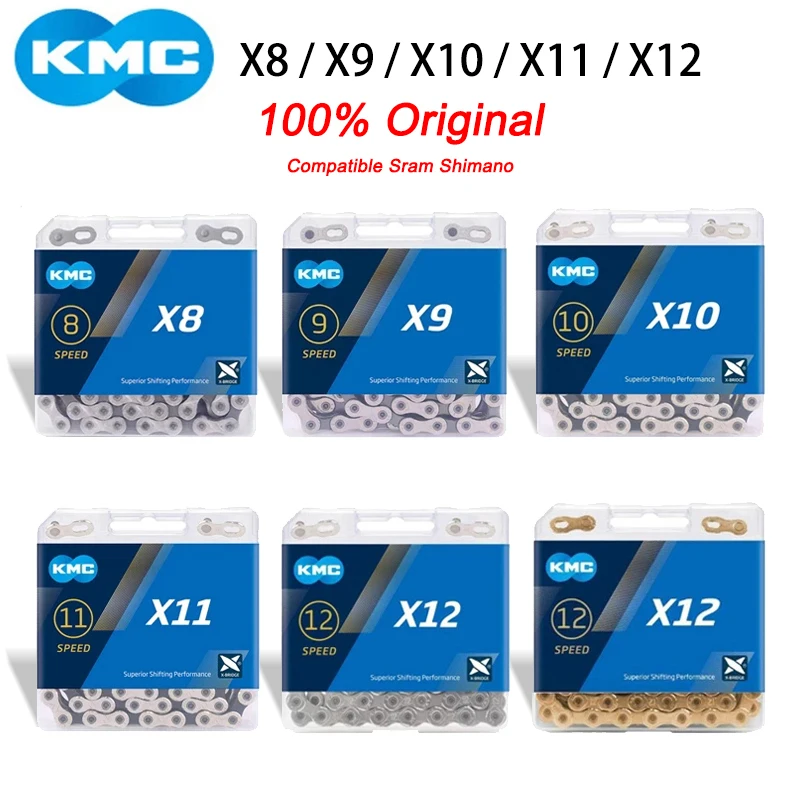 시마노 SRAM 자전거 부품용 KMC 자전거 체인 X8 X9 X10 X11 X12 MTB 도로 자전거 체인 8V 9V 10V 11V 12V 속도 체인 자전거 크랭크셋