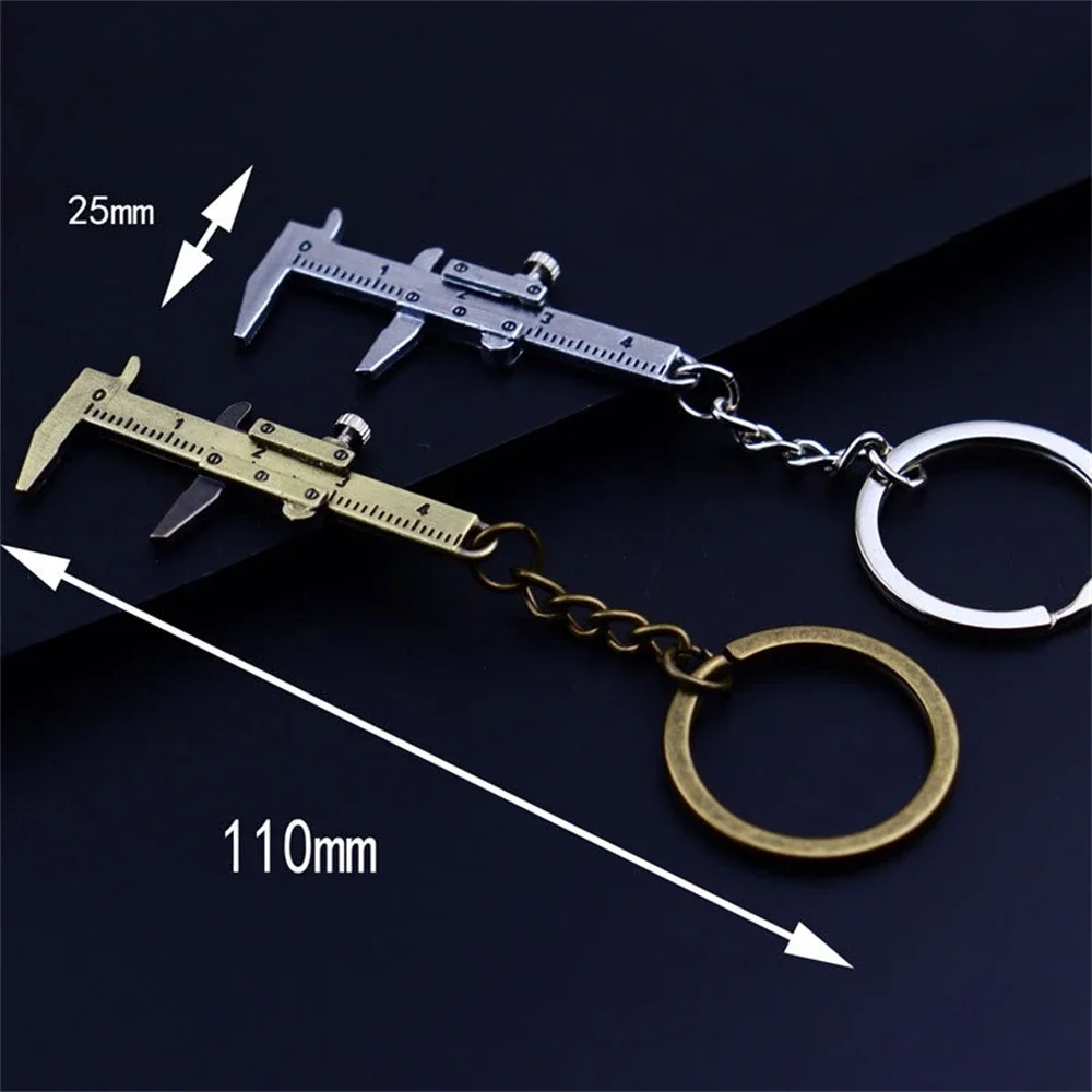 Mini Vernier Caliper Pocket Key Chain Keyring Ornaments Small 3D Movable Precision Measure Tool Accessories Slider Ruler Alloy