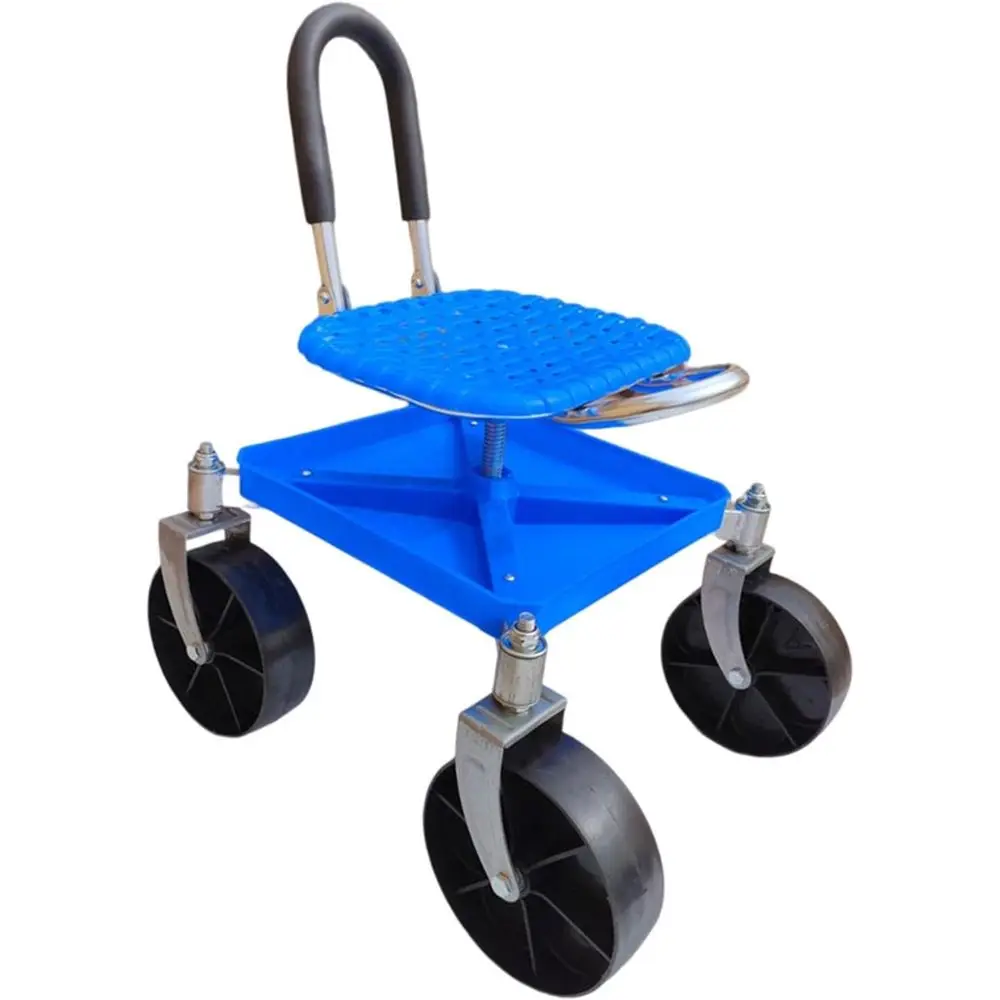 

Регулируемая высота 360° ° Поворотное садовое сиденье с каркасом из углеродистой стали для ухода за газоном и посадкой, синее