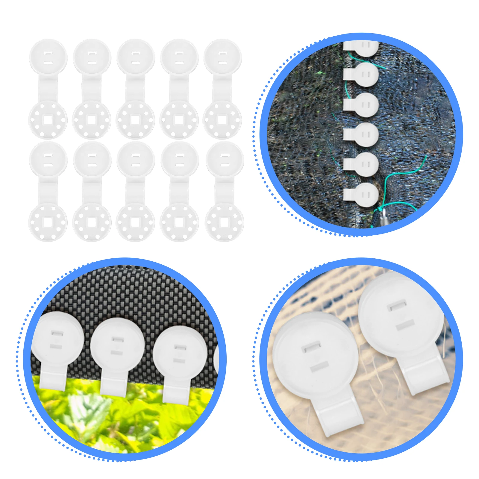 

80pcs Round Solar Net Clips Shade Cloth Plastic White Fixing Greenhouse Netting Lock Clips for Outdoor