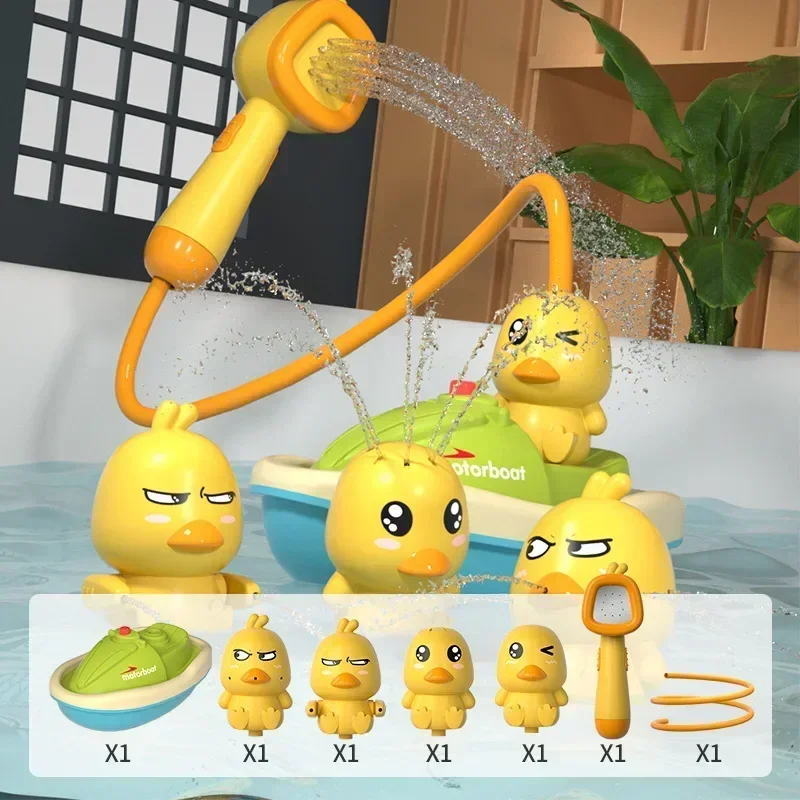 Bathroom Bathtub Water Toy Electric Baby Duck Spray Water Ball Toys Infant Kid Bath Play Set Water Game Bath Accessories Kit view 3