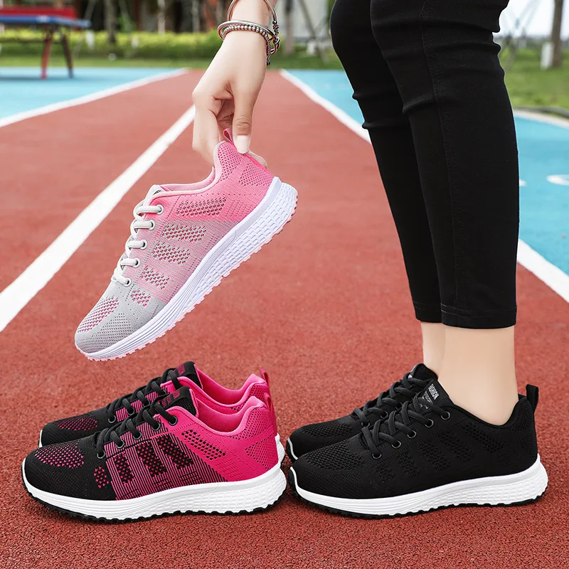 New Running Shoes Ladies Breathable Sneakers Summer Light Mesh Air Cushion Women\'s Sports Shoes Outdoor Lace Up Training Shoes