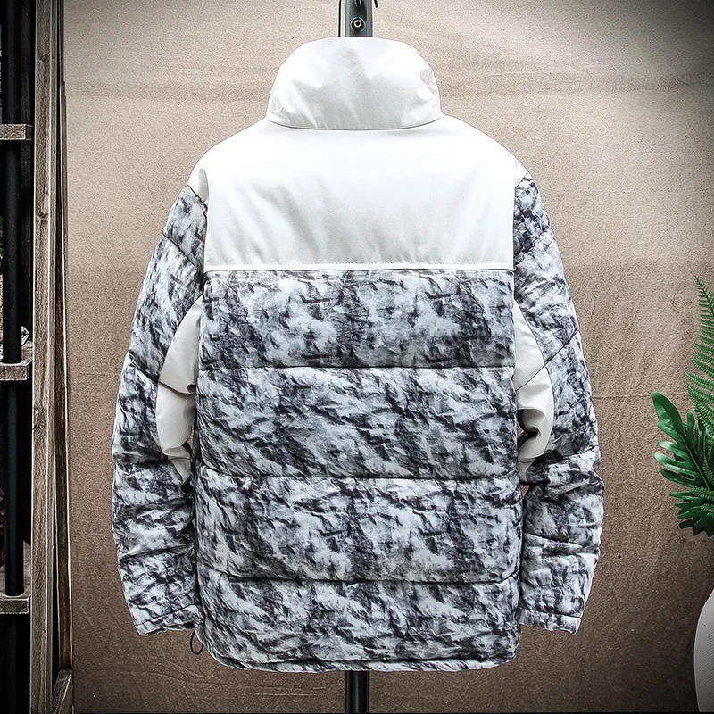 Nowa zimowa 2023 kurtka do kamuflażu mężczyźni zagęścić Parka w stylu Casual ubranie wierzchnie w rozmiarze Slim Fit ciepła odzież wierzchnia Patchwork mężczyzna gruba kurtka Plus rozmiar 4XL