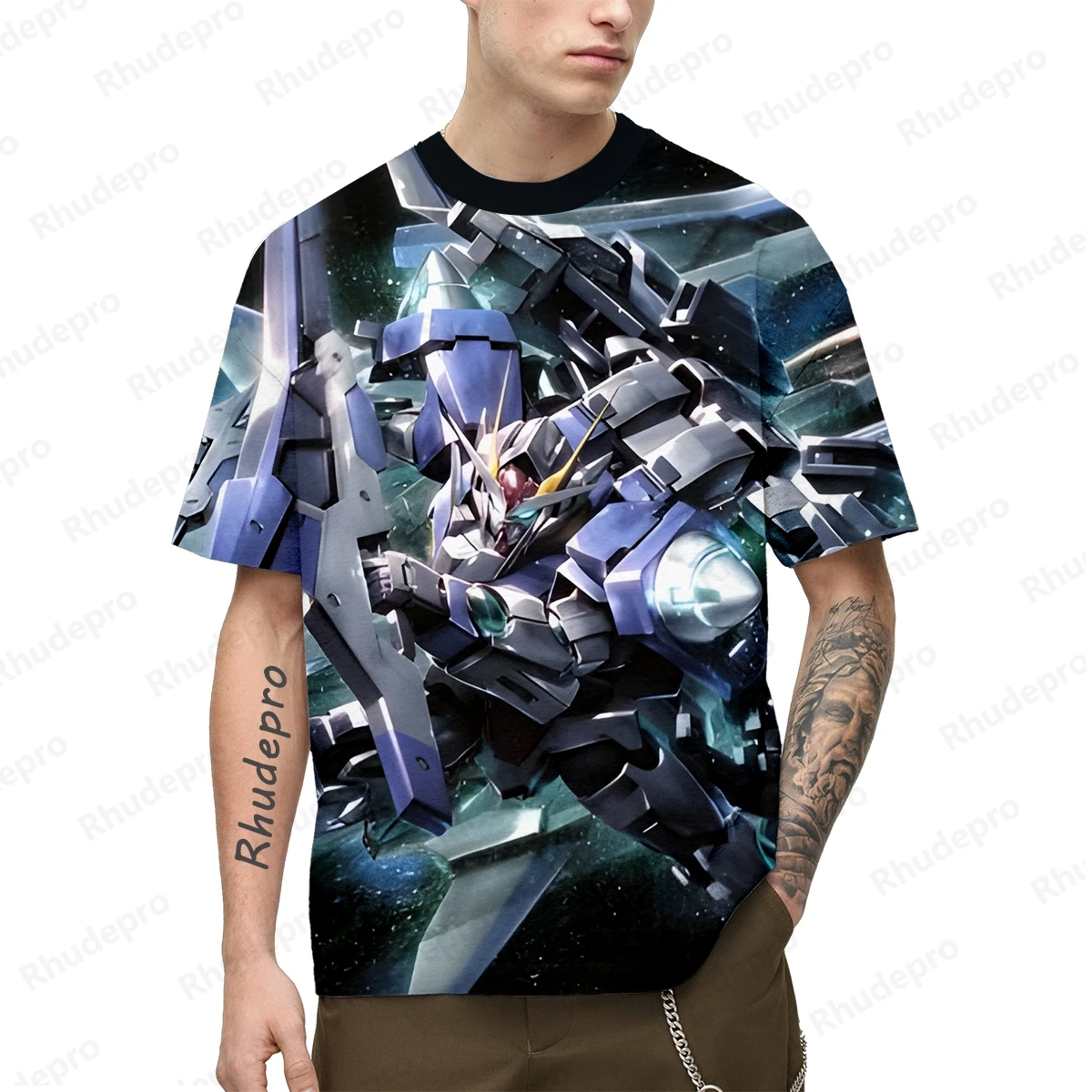 Camiseta masculina Gundam Trend, roupas de grandes dimensões, tops curtos de cosplay, Hip Hop, Y2K, 100 a 5XL, novo, 2024